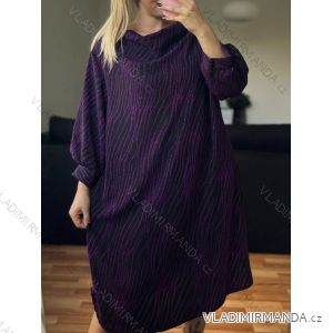 Šaty dlouhý rukáv dámské nadrozměr (2XL/3XL ONE SIZE) ITALSKÁ MÓDA IMD23652