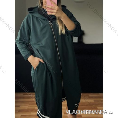 Mikina na zip s kapucí dlouhý rukáv dámská nadrozměr (2XL/3XLONE SIZE) ITALSKÁ MÓDA IMD23699