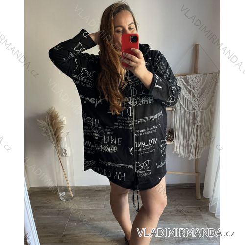 Mikina na zip s kapucí dlouhý rukáv dámská nadrozměr (3XL/4XL ONE SIZE) ITALSKÁ MÓDA IM423TIME