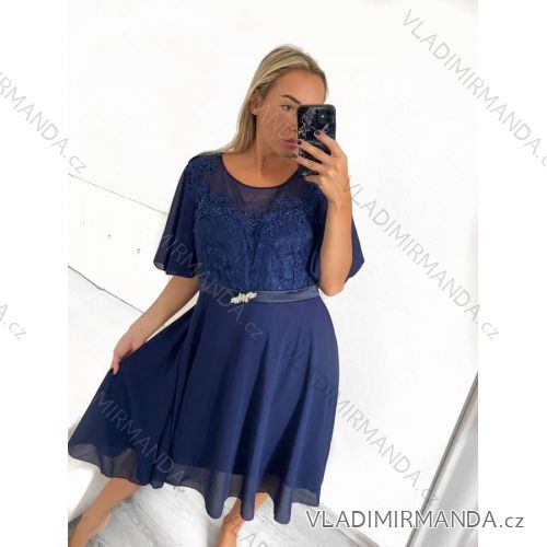 Šaty společenské krátký rukáv dámské nadrozměr (XL/2XL ONE SIZE) ITALSKÁ MÓDA IMM23M80775S