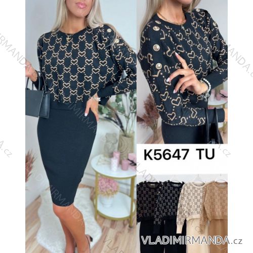 Women's Elegant Sweater and Skirt Set (S/M ONE SIZE) FRENCH FASHION FMWT23FT55615