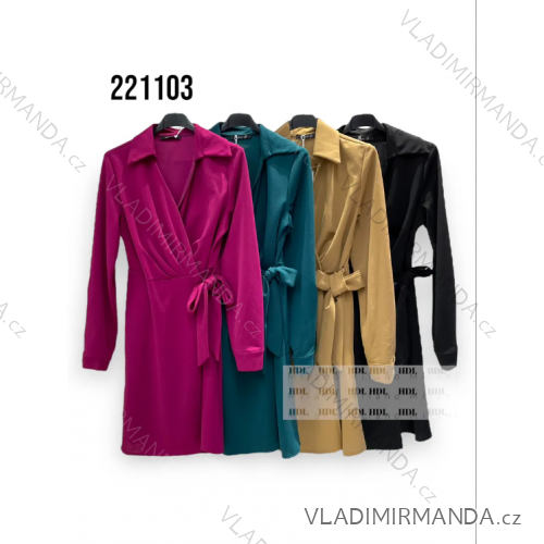 Šaty elegantní dlouhý rukáv dámské (S/M ONE SIZE) ITALSKÁ MÓDA IMPHD23221103