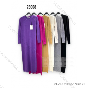 Women's Long Knitted Long Sleeve Dress (S/M ONE SIZE) ITALIAN FASHION IMPHD2323008-1