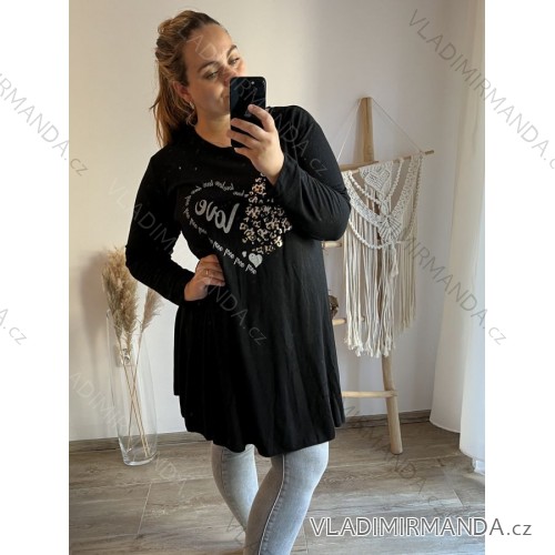 Tunika / Bluse Langarm Damen Oversized (3XL / 4XL ONE SIZE) ITALIAN FASHION IMWQ2191650 schwarz 3xl / 4xl