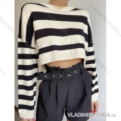 Short Long Sleeve Women's Stripe Sweater (S/M ONE SIZE) ITALIAN FASHION IMPBB23Z8041