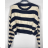 Short Long Sleeve Women's Stripe Sweater (S/M ONE SIZE) ITALIAN FASHION IMPBB23Z8041