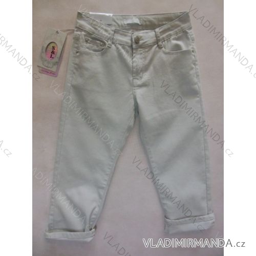 Trousers Canvas Thong Summer 3/4 Short Ladies (42-52 / Gray) SMILING JEANS N346
