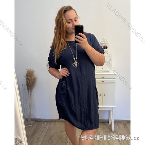 Šaty s přívěskem oversize 3/4 rukáv dámské nadrozměr (2XL/3XL/4XL ONE SIZE) ITALSKÁ MÓDA IM423457