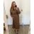Women's Long Sleeve Shirt Dress (S/M ONE SIZE) ITALIAN FASHION IMWGM23447 2XL/3XL Brown