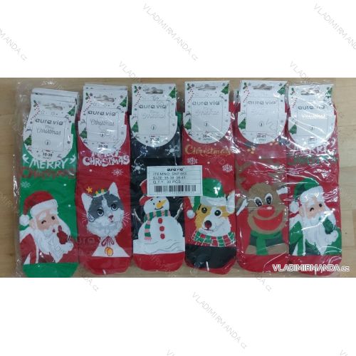 Thin Christmas cotton women's socks (35-38, 38-41) AURA.VIA AURA23SNP663