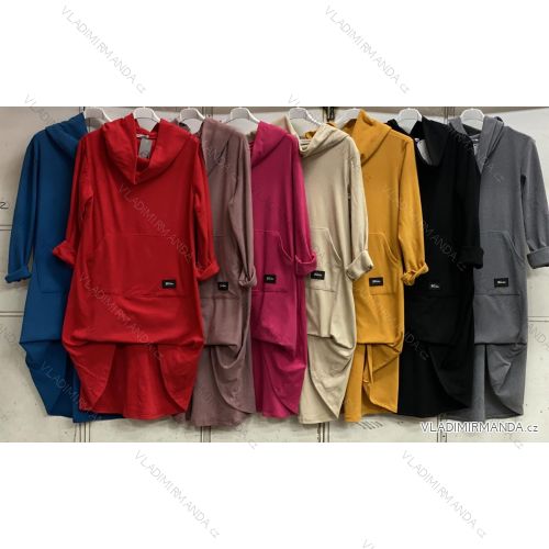 Sweatshirt Dress/Sweatshirt Extended Long Sleeve Women's Plus Size (XL/2XL ONE SIZE) ITALIAN FASHION IMC22835