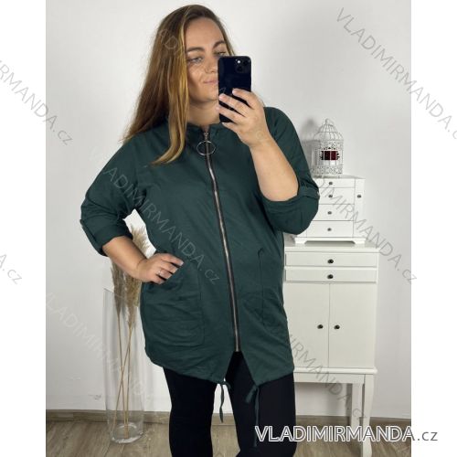 Mikina na zip s kapucí dlouhý rukáv dámská nadrozměr (3XL/4XL ONE SIZE) ITALSKá MóDA IM423048