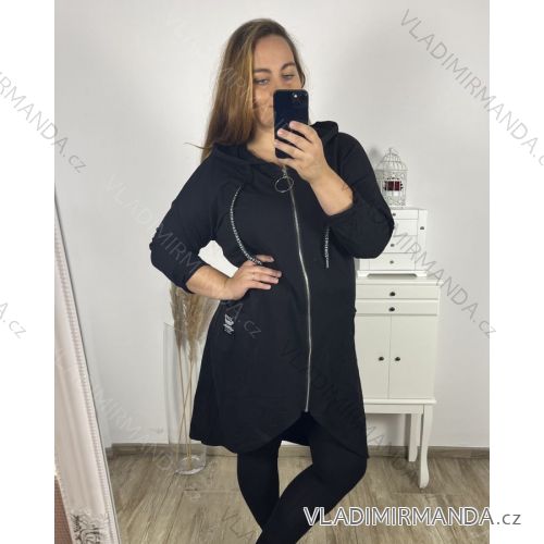 Cardigan / Hoodie Cotton Ladies (uni M / XL) Italian Fashion IM420360 2XL/3XL black