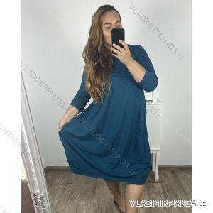 Šaty volnočasové dlouhý rukáv nadrozměr dámské (2XL/3XL ONE SIZE) ITALSKÁ MÓDA IM723MILANO/DU