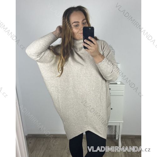 Sweater pullover thin spring long sleeve womens (uni sl) MY STYLE IMS8275 4XL / 5XL béžová