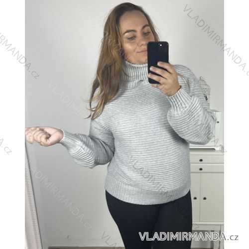 Women's Long Sleeve Turtleneck Sweater (2XL/3XL ONE SIZE) ITALIAN FASHION IM423JULIA