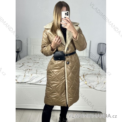 Women's Fluffy Coat (S/M ONE SIZE) ITALIAN FASHION IMWKK223668 S/M Brown