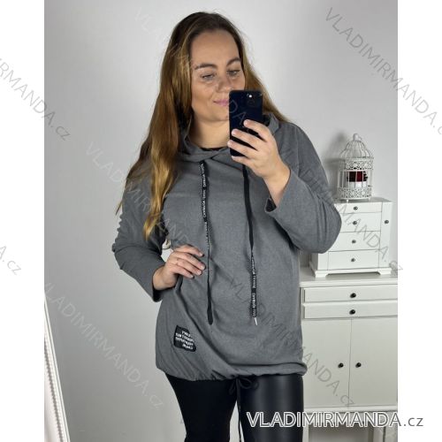 Mikina oversize prodloužená dlouhý rukáv dámská nadrozměr (3XL/4XL ONE SIZE) ITALSKÁ MÓDA IM423SALSO