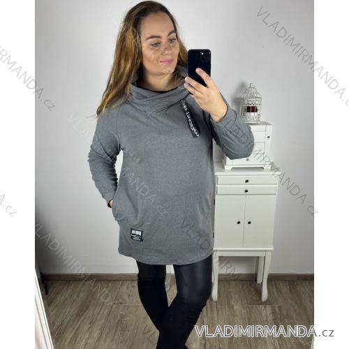 Mikina oversize prodloužená dlouhý rukáv dámská nadrozměr (2XL/3XL ONE SIZE) ITALSKÁ MÓDA IM423ALISA