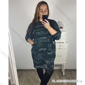 Šaty oversize teplé dlouhý rukáv dámské nadrozměr (3XL/4XL/5XL ONE SIZE) ITALSKÁ MÓDA IM423CATANA