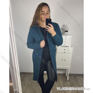 Cardigan dlouhý dlouhý rukáv dámský nadrozměr (2XL/3XL ONE SIZE) ITALSKÁ MÓDA IM423VIOLETTA