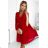 313-13 ISABELLE Pleated dress with long sleeves and envelope neckline - red