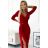 404-7 Shiny dress with a neckline and a slit on the leg - red color