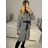 Women's Fluffy Long Sleeve Coat (SL) ITALIAN FASHION IMWL22020 S Black and white