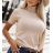 Women's Short Sleeve Turtleneck Knitted T-Shirt (S/M ONE SIZE) ITALIAN FASHION IMWCJ23023 béžová S/M