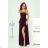 Women's Long Elegant Dress with Wide Straps (SL) FRENCH FASHION FMPEL23VELVET black 36