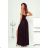 Women's Long Elegant Dress with Wide Straps (SL) FRENCH FASHION FMPEL23VELVET black 36