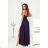 Women's Long Elegant Dress with Wide Straps (SL) FRENCH FASHION FMPEL23VELVET dark blue 36