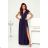 Women's Long Elegant Dress with Wide Straps (SL) FRENCH FASHION FMPEL23VELVET dark blue 44