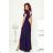 Women's Long Elegant Dress with Wide Straps (SL) FRENCH FASHION FMPEL23VELVET dark blue 44