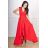 Women's Plus Size (42-46) Long Elegant Party Sleeveless Dress POLISH FASHION PMLBC23265-10 red 36