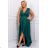 Women's Plus Size (42-46) Long Elegant Party Sleeveless Dress POLISH FASHION PMLBC23265-10 Green 42