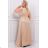 Women's Plus Size (42-46) Long Elegant Party Sleeveless Dress POLISH FASHION PMLBC23265-10 Golden 44