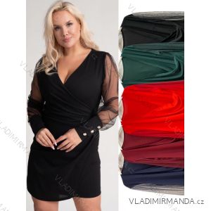 Šaty elegantní dlouhý rukáv dámské nadrozměr (2XL/3XL ONE SIZE) ITALSKÁ MÓDA IMWT234258