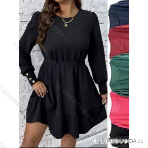 Šaty elegantní dlouhý rukáv dámské nadrozměr (2XL/3XL ONE SIZE) ITALSKÁ MÓDA IMWT234260