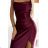 483-4 DIANE satin long dress with a leg slit - Burgundy color