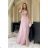 Women's Plus Size (42-46) Long Elegant Party Sleeveless Dress POLISH FASHION PMLBC23265-10 pink 34