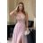 Women's Plus Size (42-46) Long Elegant Party Sleeveless Dress POLISH FASHION PMLBC23265-10 pink 34