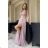 Women's Plus Size (42-46) Long Elegant Party Sleeveless Dress POLISH FASHION PMLBC23265-10 pink 34