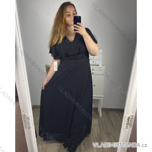 Šaty dlouhé elegantní společenské krátký rukáv dámské nadrozměr (L/XL/2XL ONE SIZE) ITALSKá MóDA IM423BRENDA