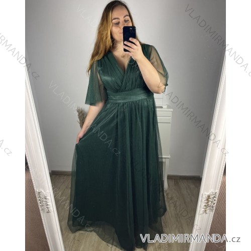 Šaty společenské elegantní dámské (L/XL ONE SIZE) ITALSKá MODA IMS23DIANA/DR L/XL smaragdová