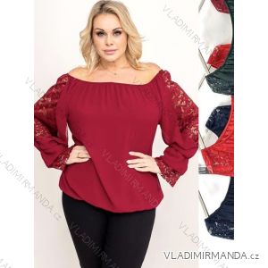 Halenka s krajkou dlouhý rukáv dámská nadrozměr (3XL/4XL ONE SIZE) ITALSKÁ MÓDA IMWT234277