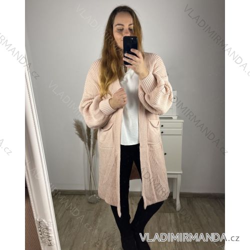 Cardigan dlouhý rukáv dámský nadrozměr (3XL/4XLONE SIZE) ITALSKÁ MÓDA IM423ETNA