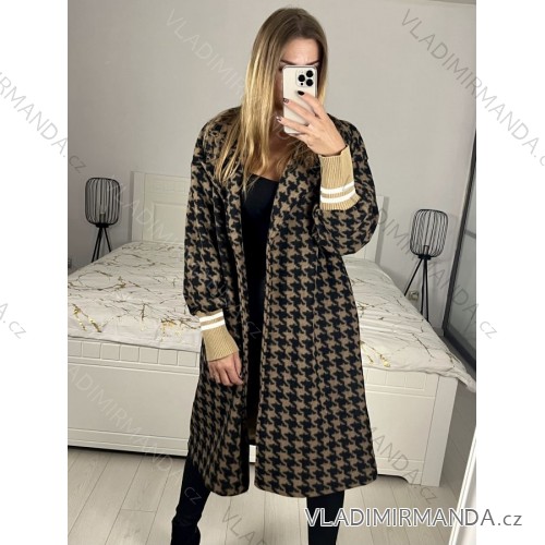 Women's Button Down Fluffy Coat (S/M/L ONE SIZE) ITALIAN FASHION IMD22962 L/XL black-brown