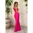 Women's Plus Size (42-46) Long Elegant Party Sleeveless Dress POLISH FASHION PMLBC23265-10 fuchsia 34