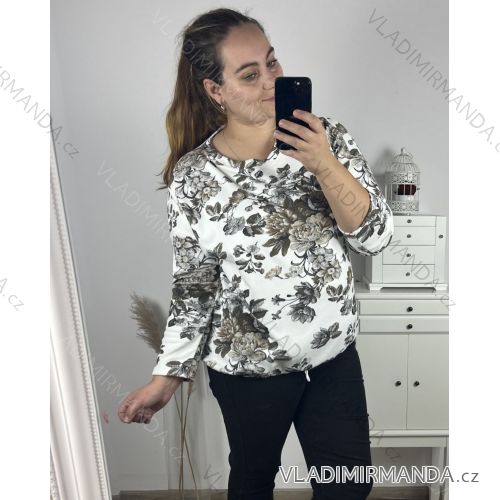 Tunika dlouhý rukáv dámská nadrozměr (3XL/4XL ONE SIZE) ITALSKá MóDA IM423AIDA/DU 3XL/4XL šedá